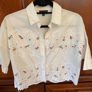 Eyelet and floral crop top